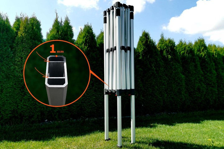 Hliníková konštrukcia stanu 2x3m v zloženom stave